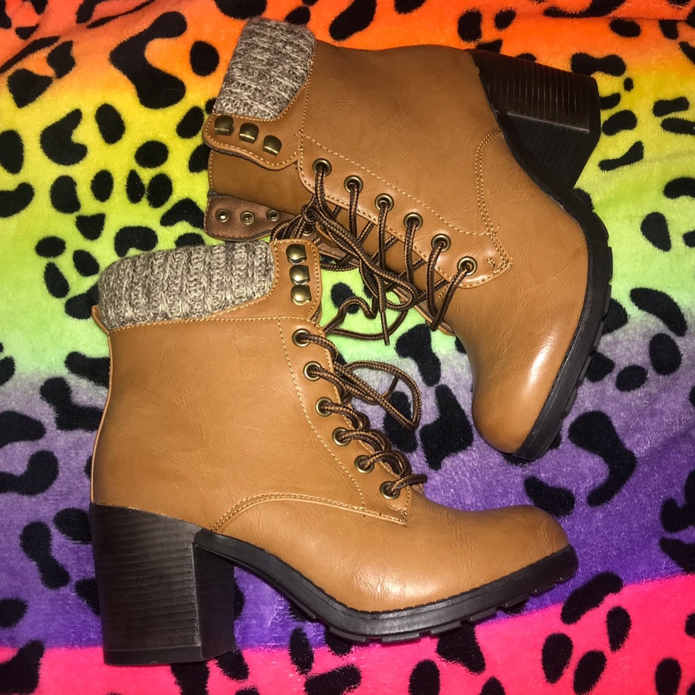 Hayden Sweater Top Casual Heel Hiker Bootie